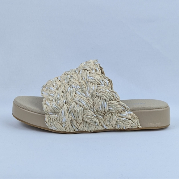 Antelope Bray Raffia Slide Sandal Leather Lining Natural EU39 8-8.5 NWOB - Picture 2 of 14